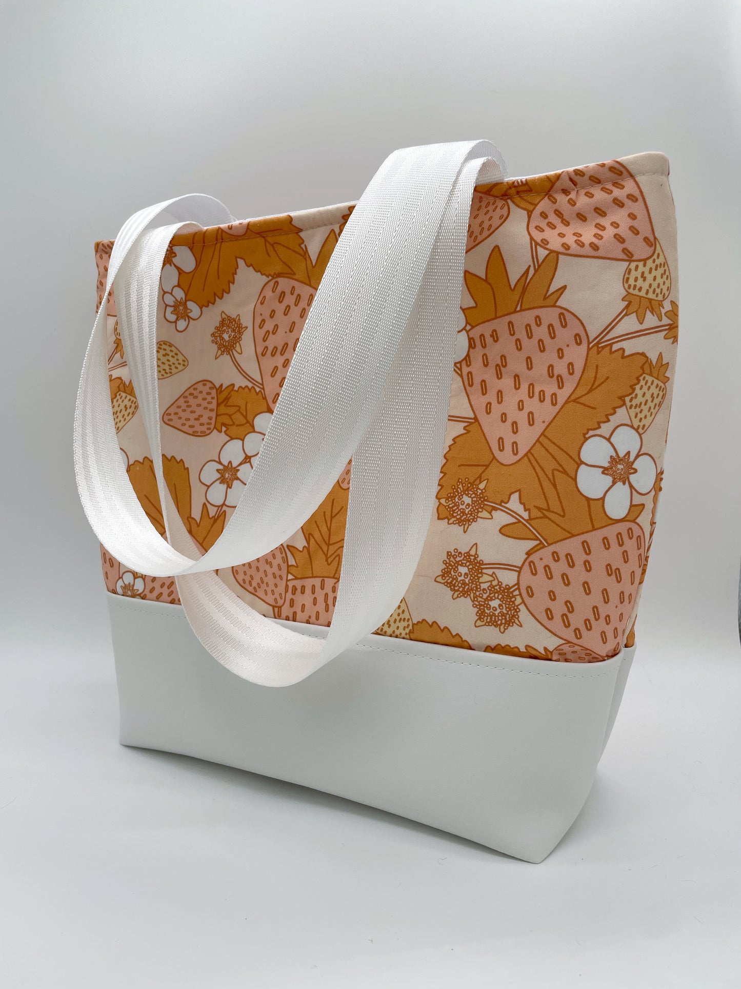 Tote Bag - Purse - Shoulder Bag - Cotton with Vinyl Tote - Strawberries