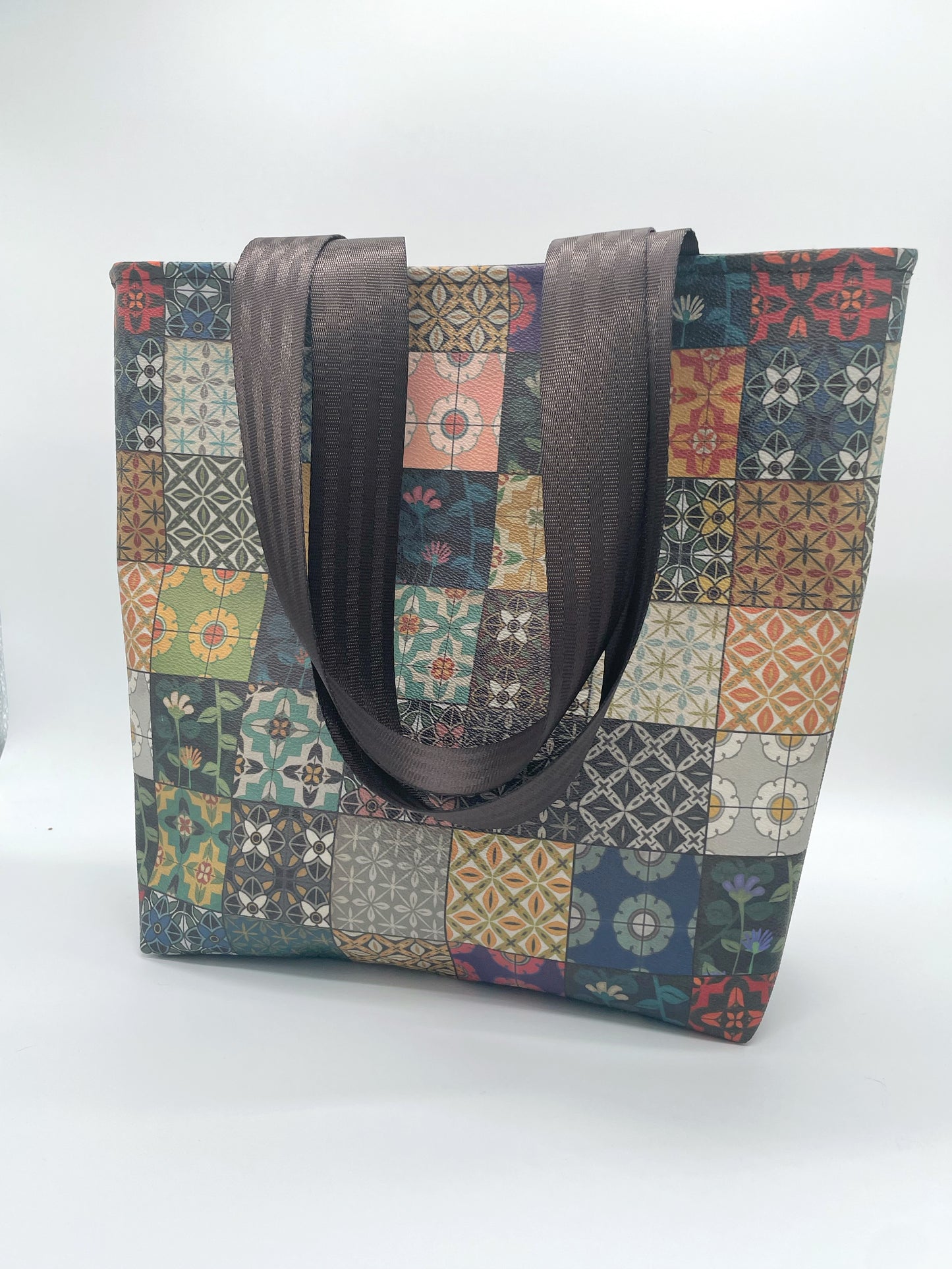 Tote Bag - Purse - Shoulder Bag - Retro Tiles Vinyl Tote