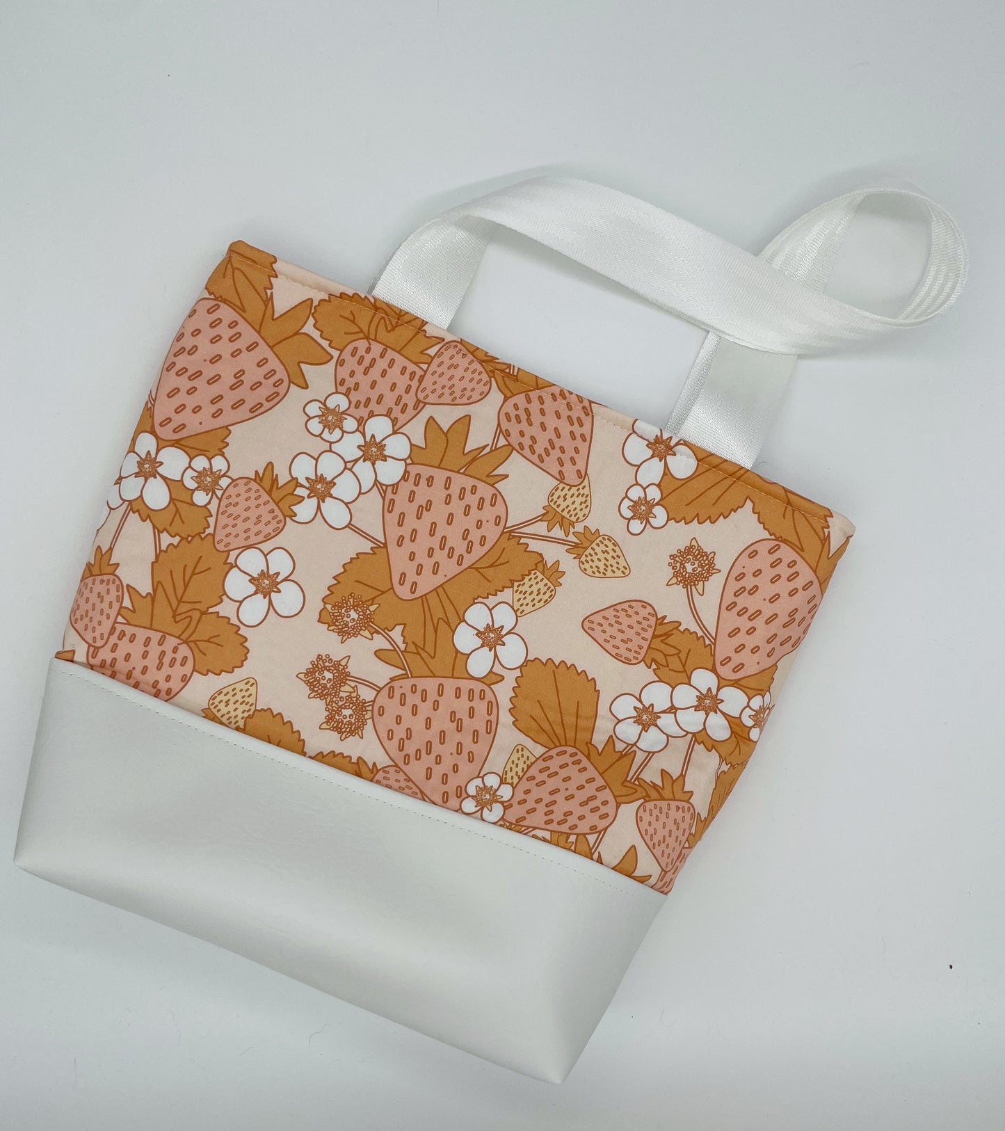 Tote Bag - Purse - Shoulder Bag - Cotton with Vinyl Tote - Strawberries