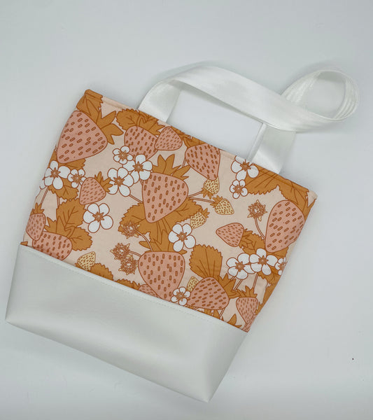 Tote Bag - Purse - Shoulder Bag - Cotton with Vinyl Tote - Strawberries