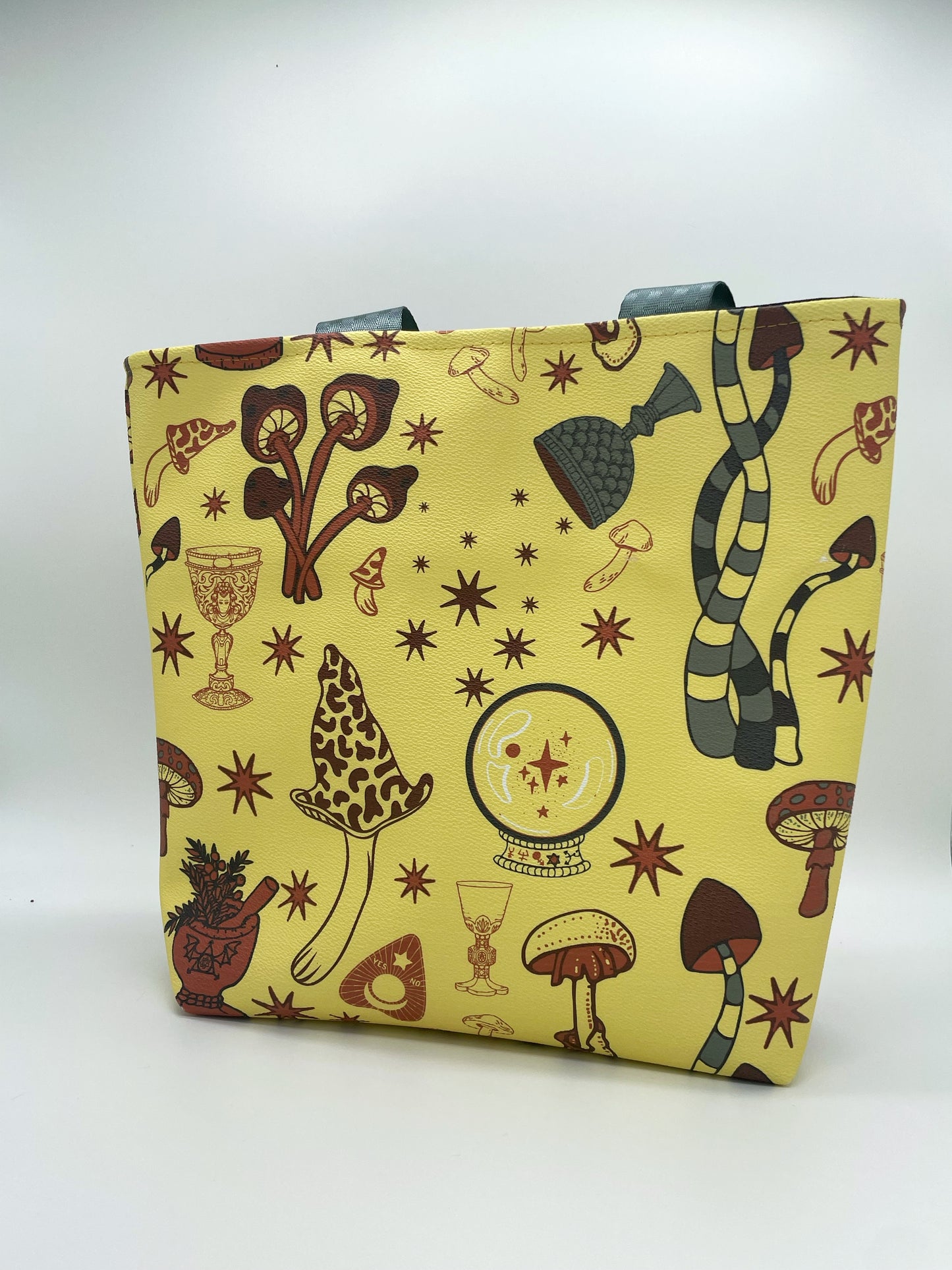 Tote Bag - Purse - Shoulder Bag - Vinyl Tote Bag - Yellow Mushrooms