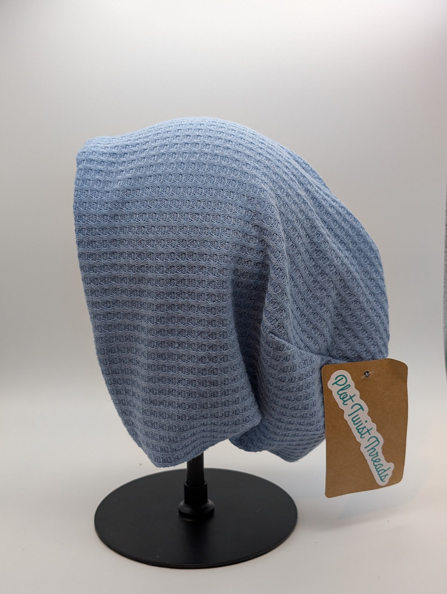 Beanie - Slouchy Beanie - Waffle Knit - Light Blue