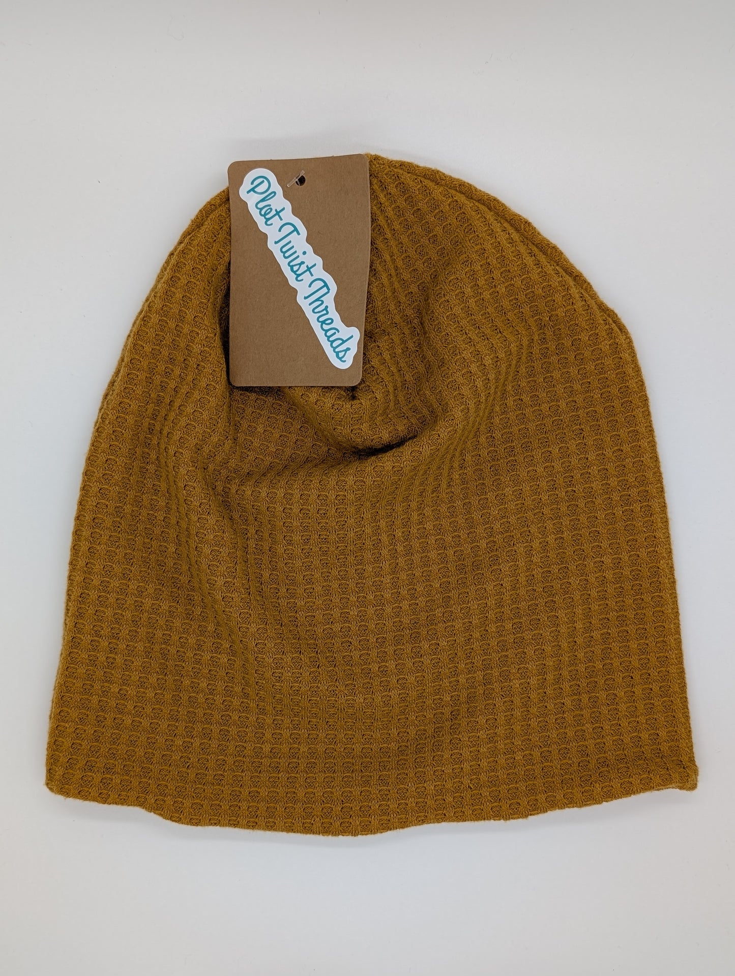 Beanie - Slouchy Beanie - Waffle Knit - Mustard Yellow