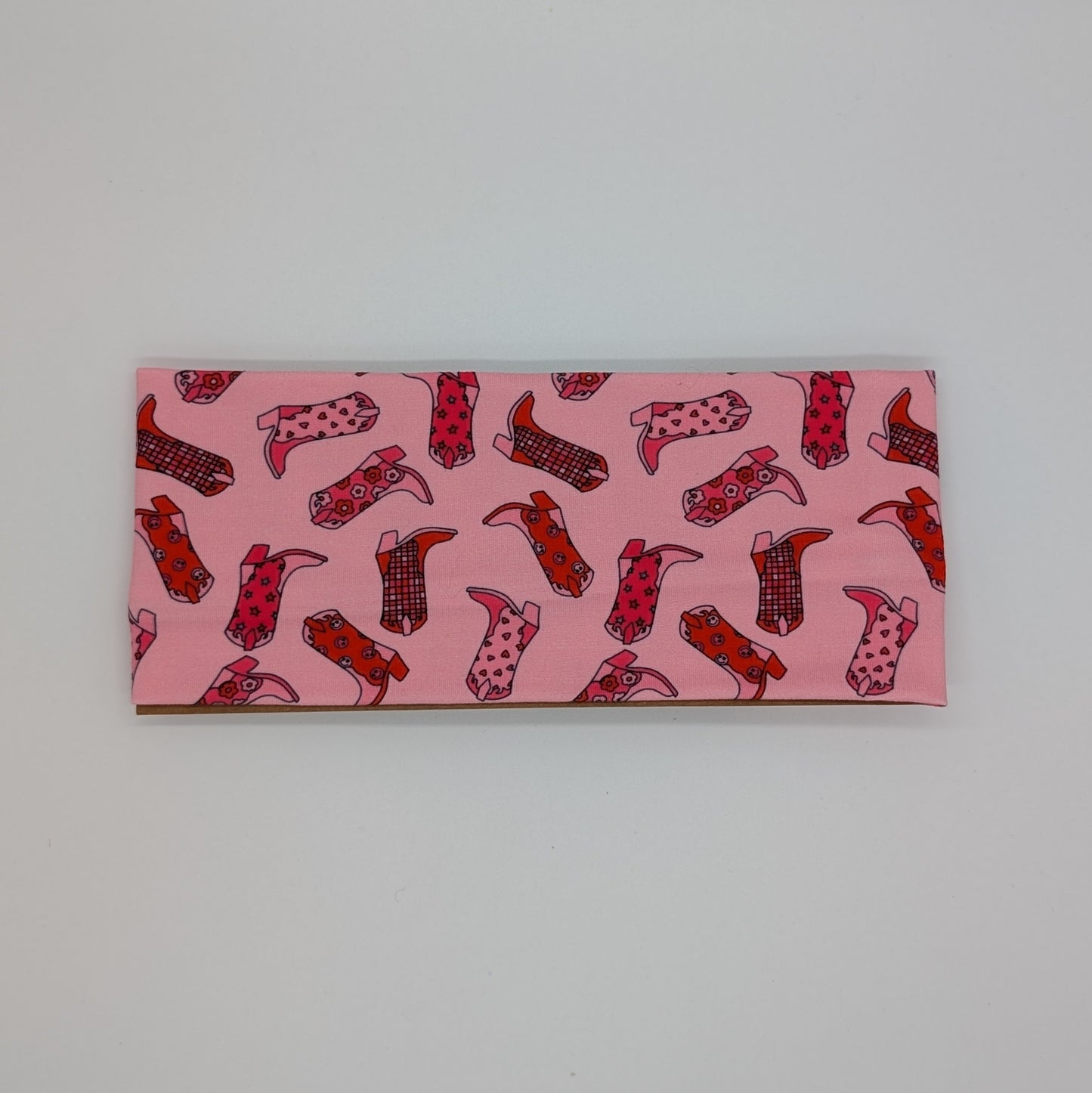 Adult Twist Headband - Pink Cowgirl Boots