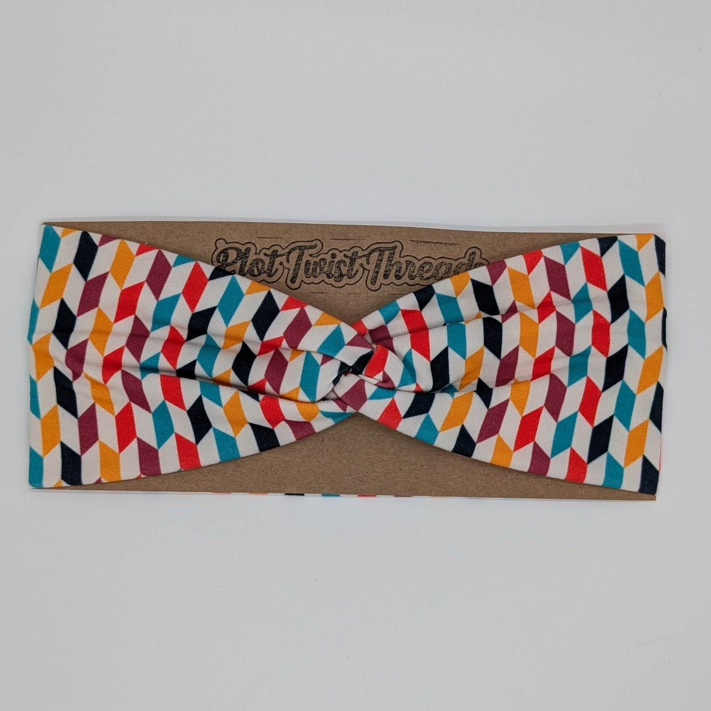 Adult Twist Headband - Autumn Geometric
