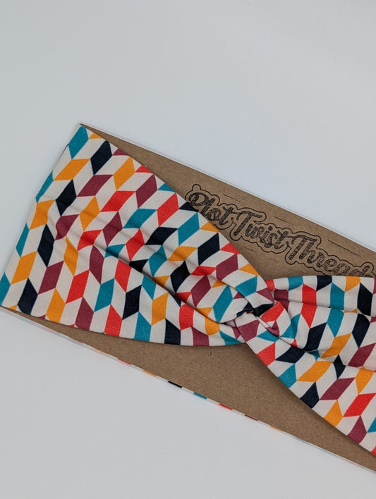 Adult Twist Headband - Autumn Geometric