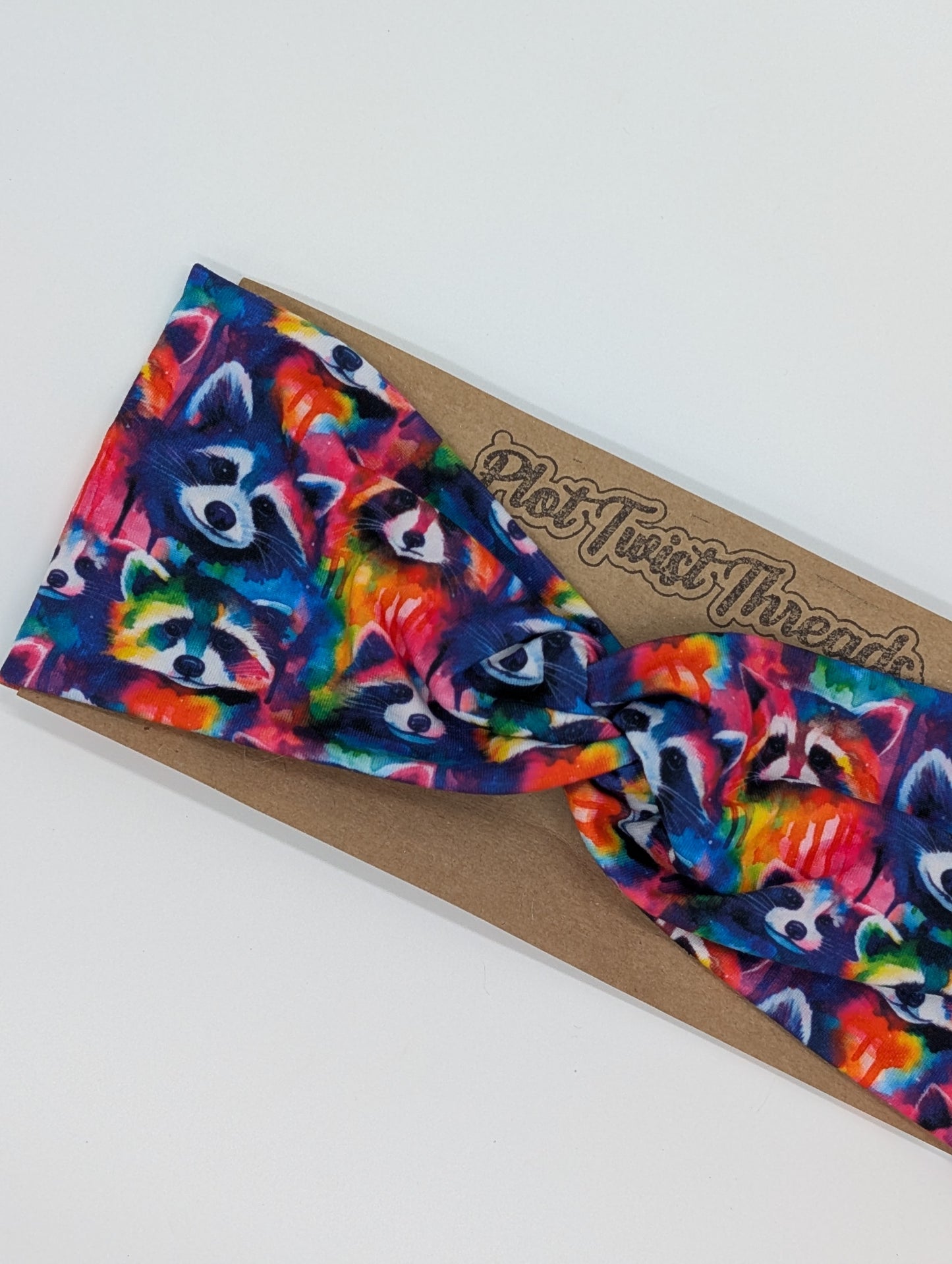 Adult Twist Headband - Rainbow Raccoons