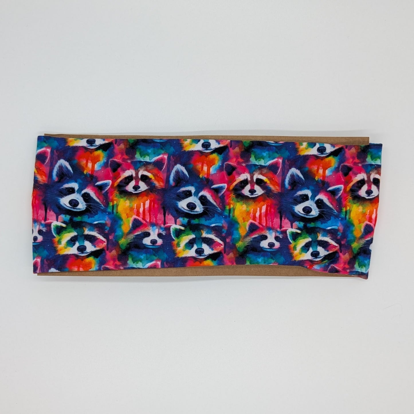 Adult Twist Headband - Rainbow Raccoons