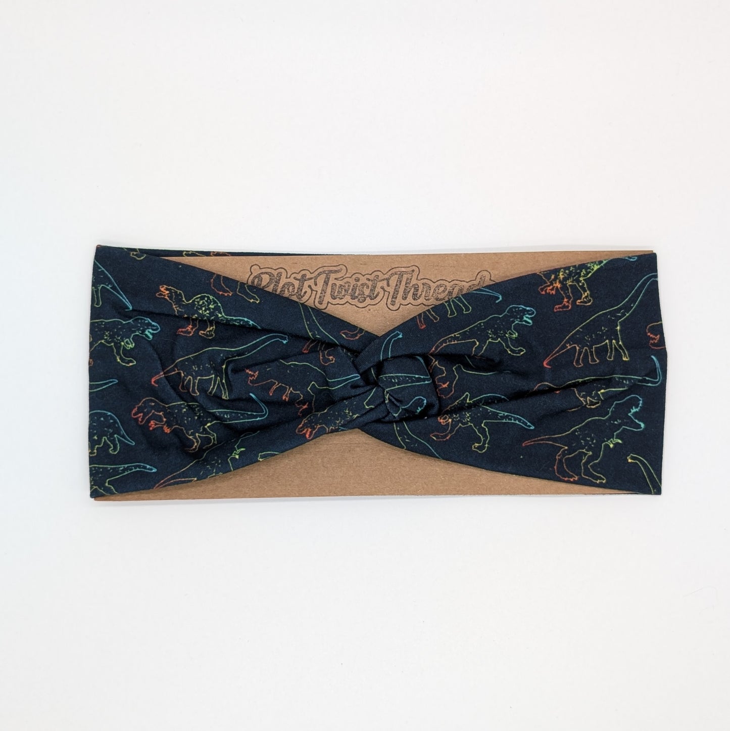 Adult Twist Headband - Dinosaurs Neon Rainbow