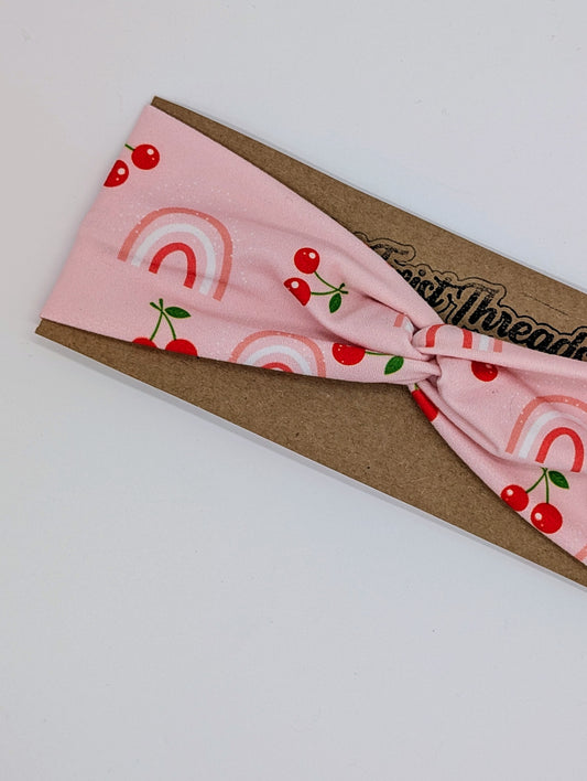 Youth Twist Headband - Rainbow Cherries