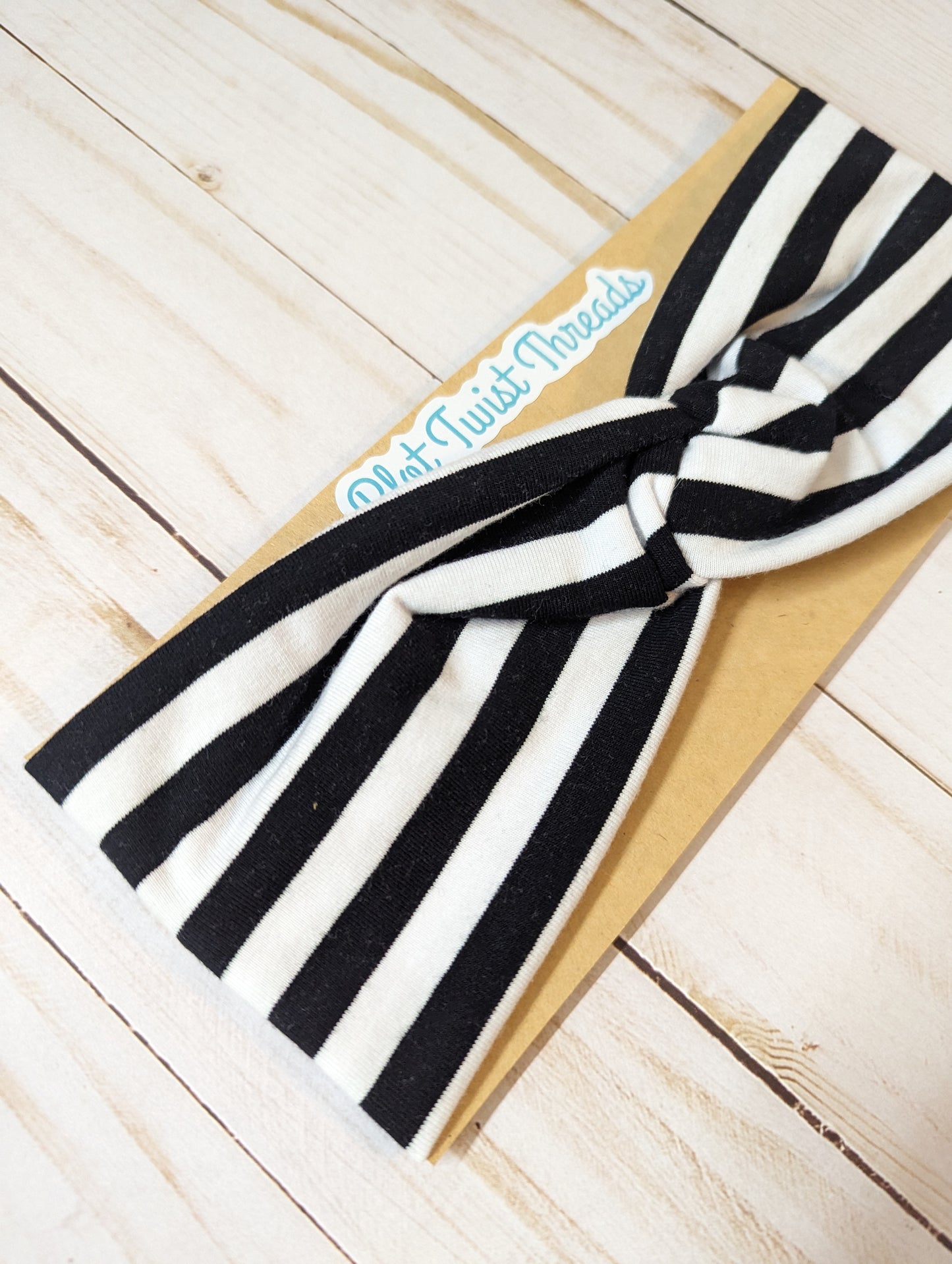 Adult Knot Headband - Black & White Stripe