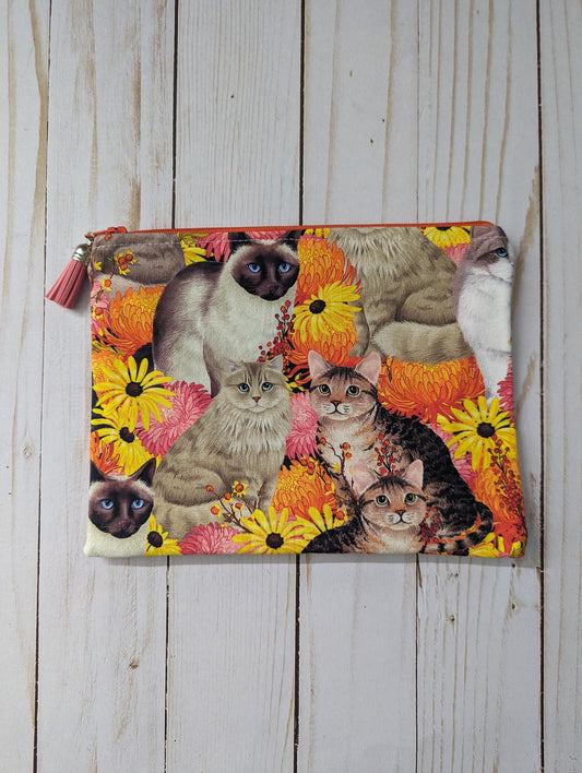 Zipper Bag - Cats and Flowers