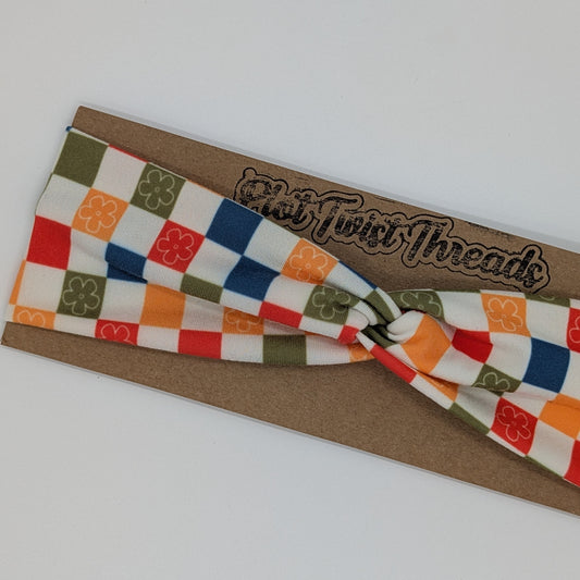Youth Twist Headband - Floral Check