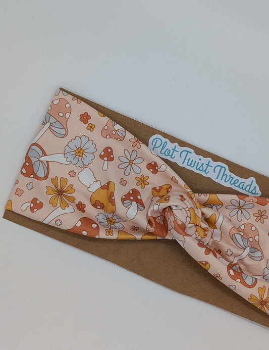 Adult Twist Headband - Pastel Mushrooms