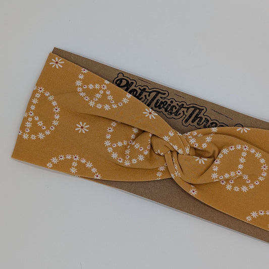 Youth Twist Headband - Peace Flowers