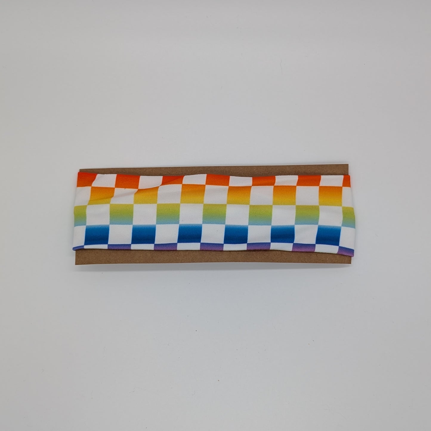 Youth Twist Headband - Rainbow Checks