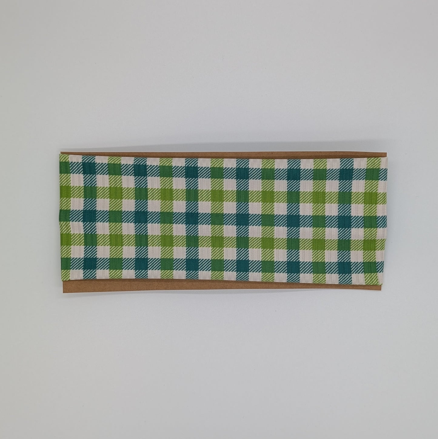 Adult Twist Headband - Rib Knit - Green Plaid
