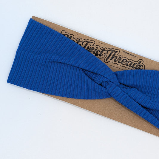 Youth Twist Headband - Rib Knit - Sapphire