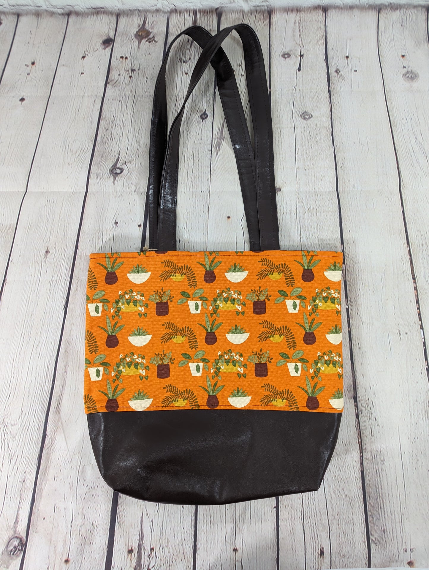 Tote Bag - Purse - Shoulder Bag - Cotton Canvas with Vinyl Tote - Plants