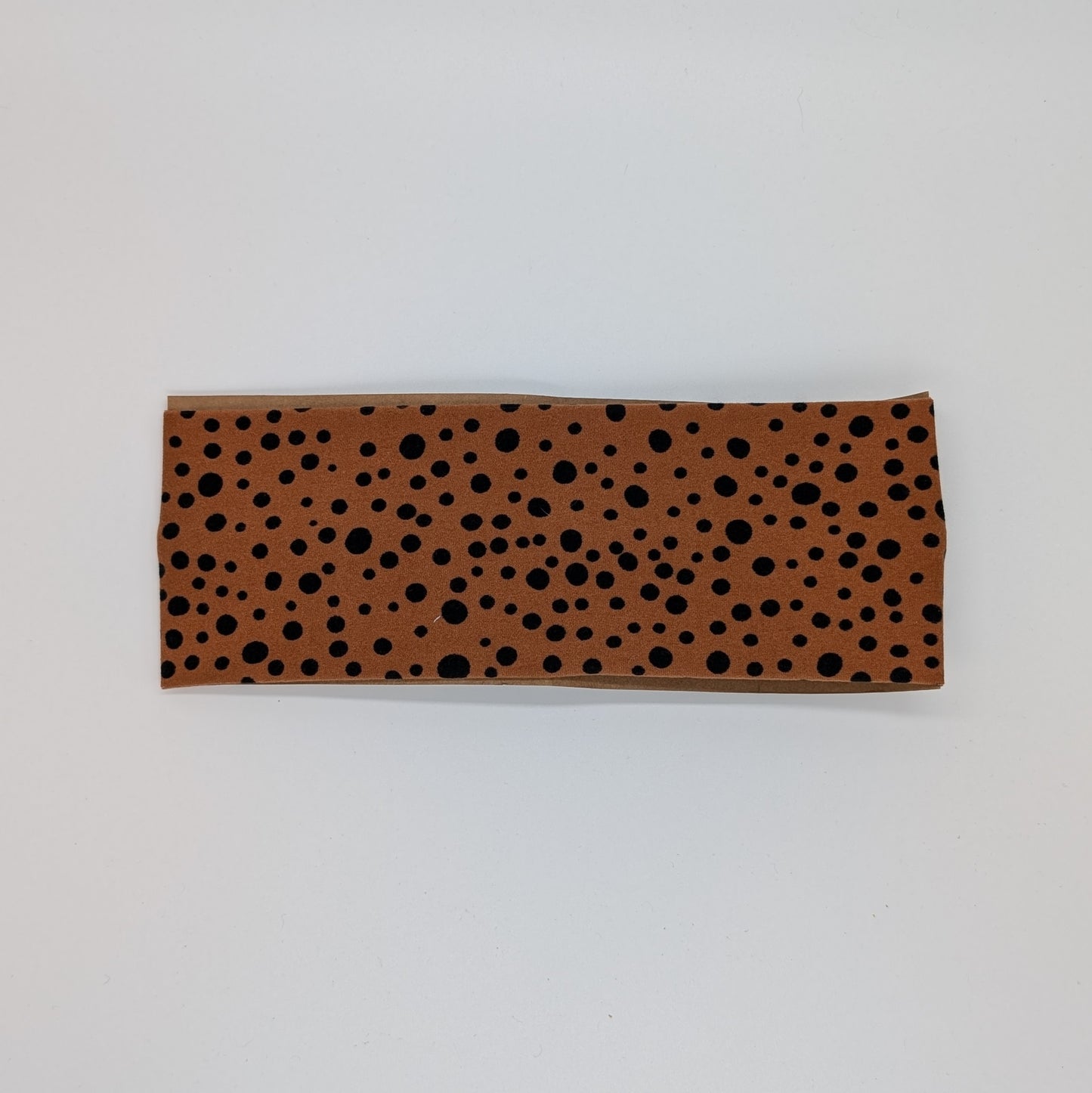 Youth Twist Headband - Brown with Black Dots