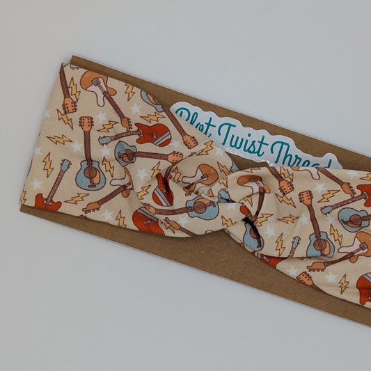Youth Twist Headband - Guitars