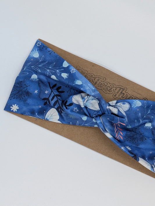 Adult Twist Headband - Blue Moths