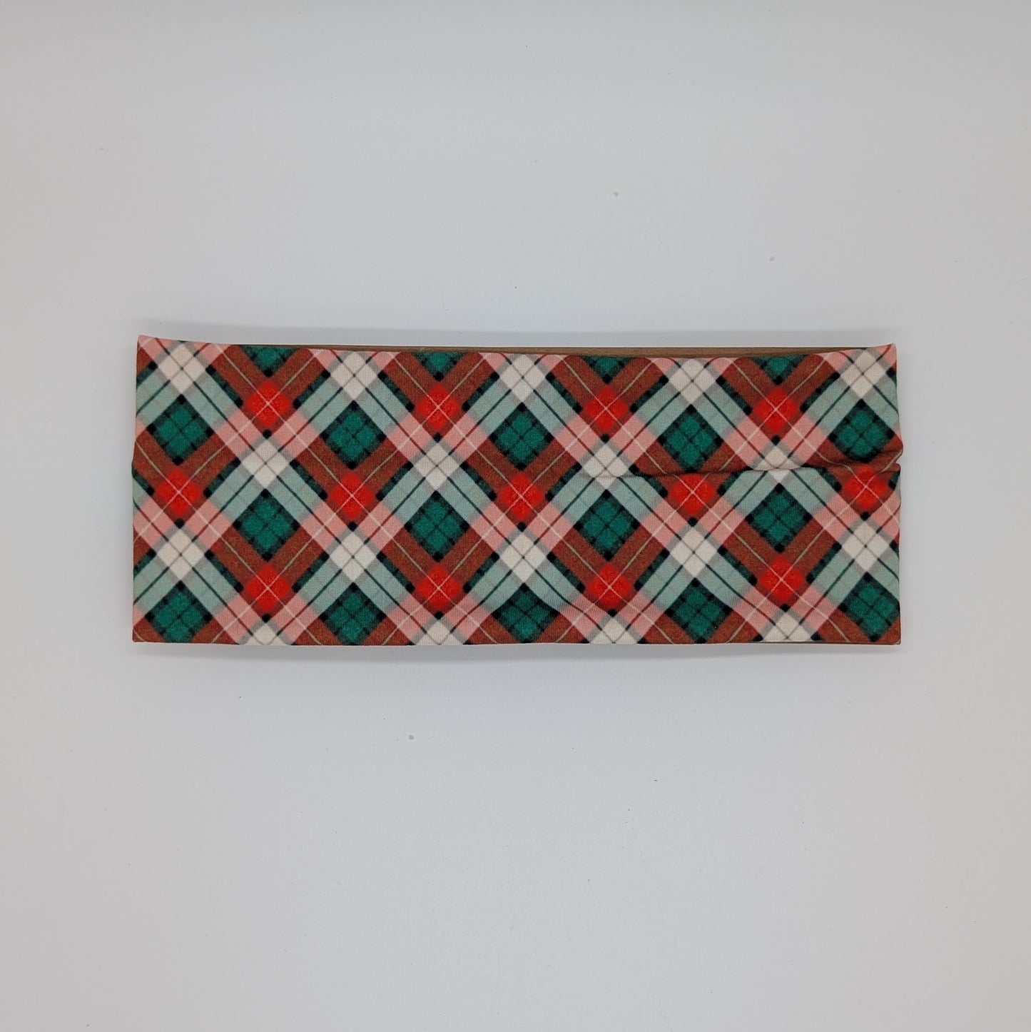 Adult Headband - Red, White and Green Plaid - Christmas