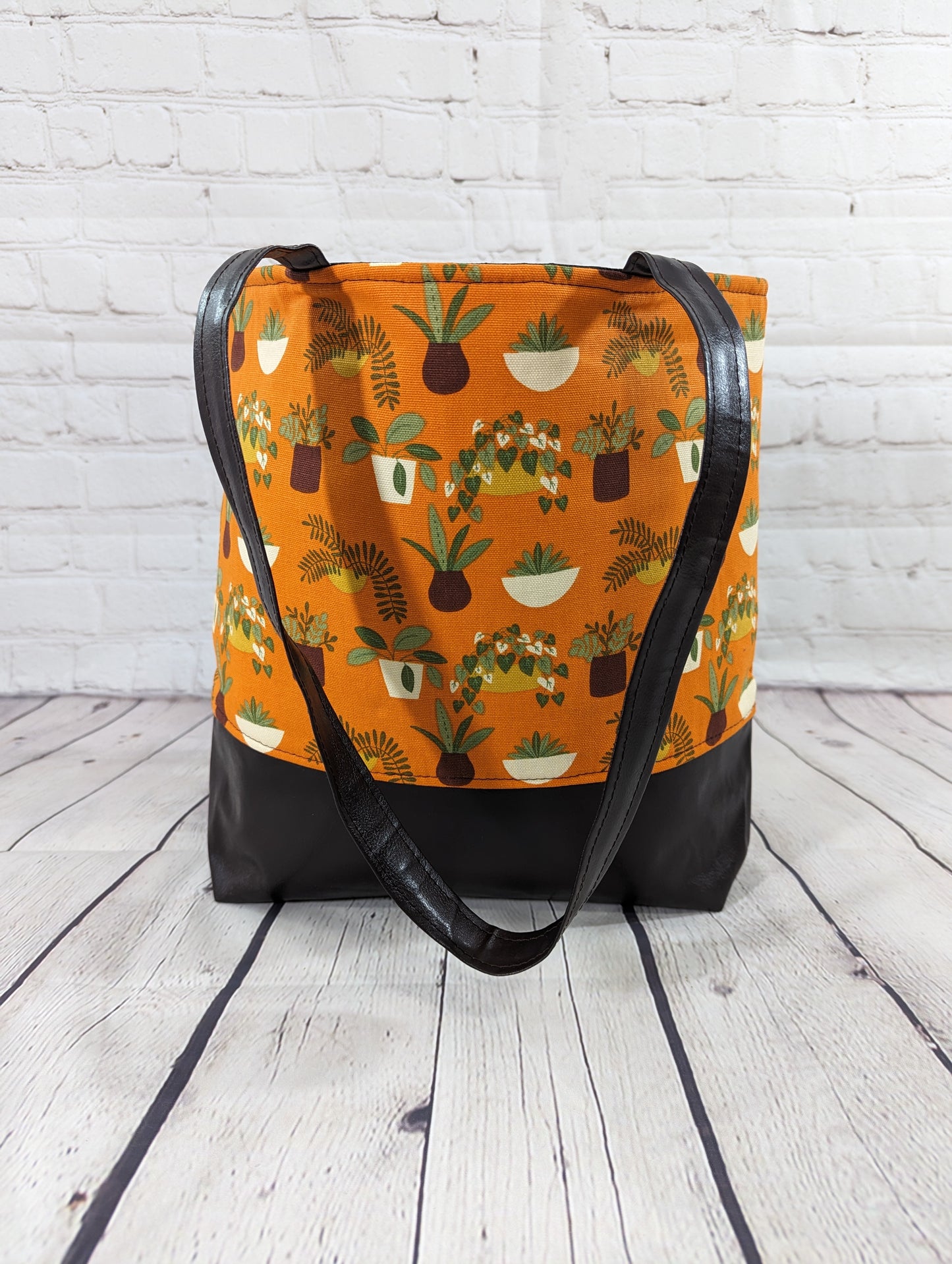 Tote Bag - Purse - Shoulder Bag - Cotton Canvas with Vinyl Tote - Plants