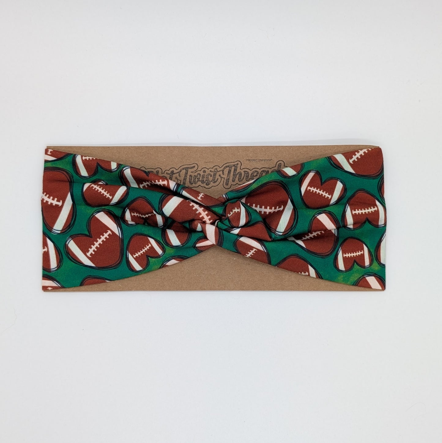 Adult Twist Headband - Football Hearts