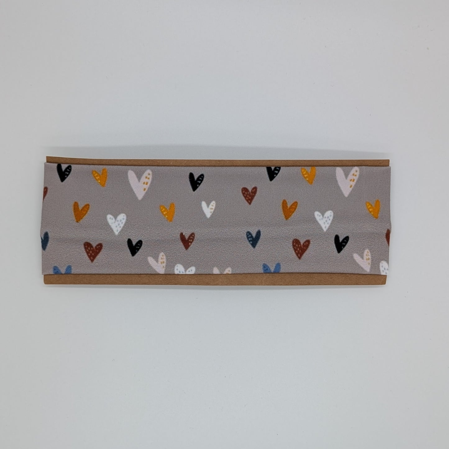 Youth Twist Headband - Gray Hearts