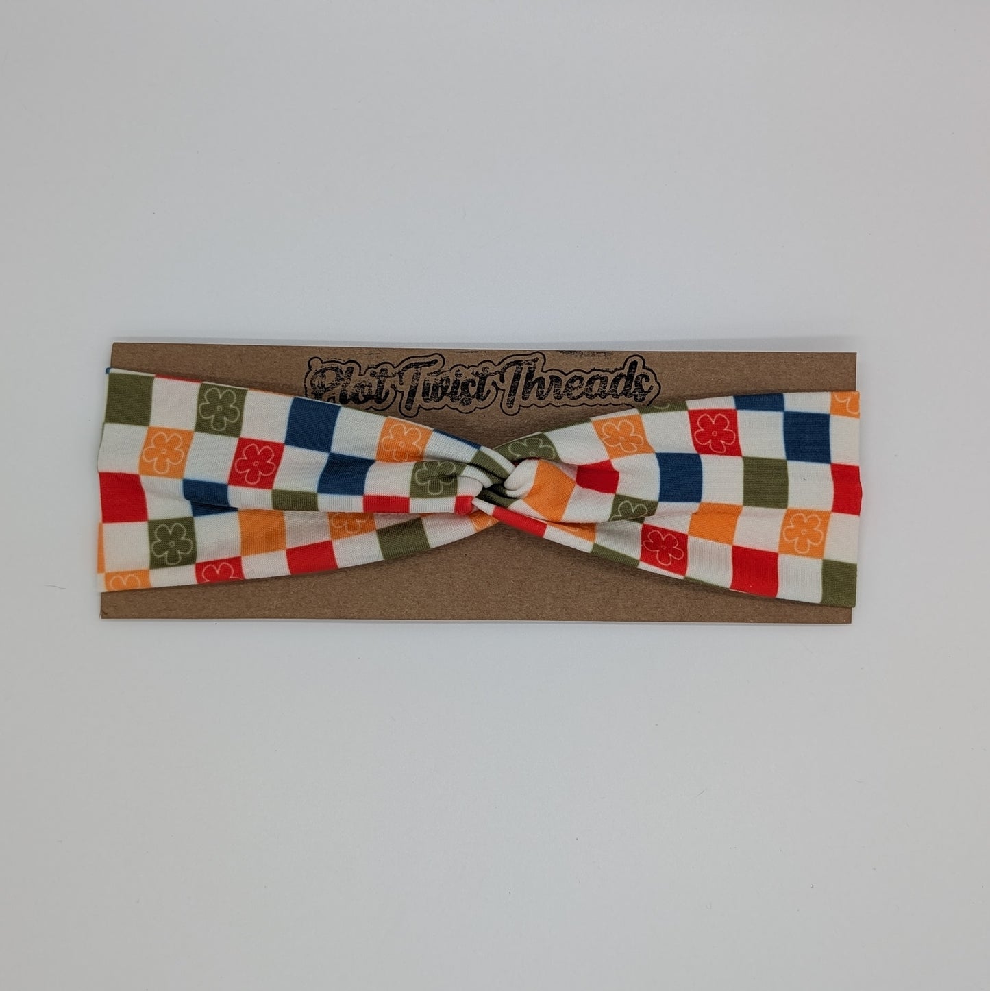 Youth Twist Headband - Floral Check