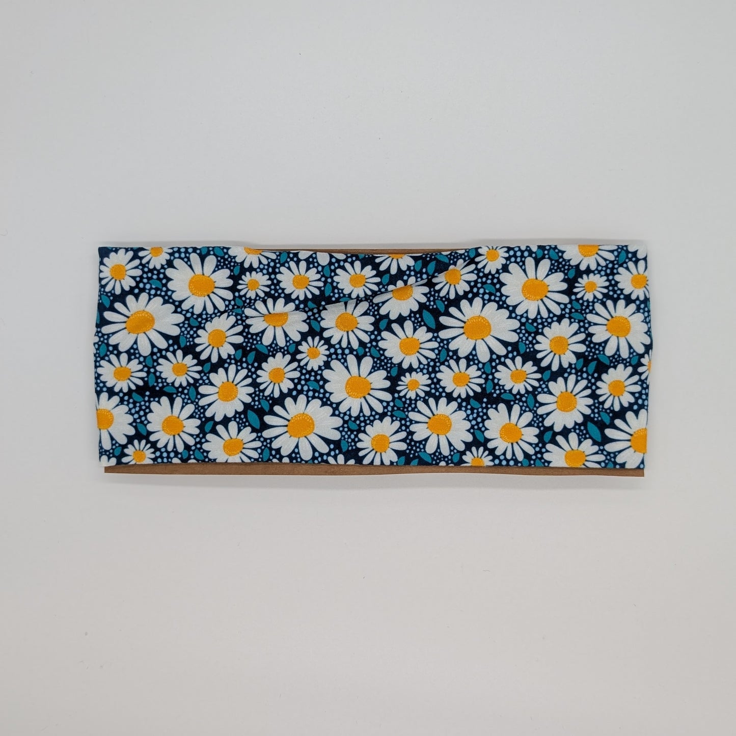 Adult Twist Headband - Blue with White Daisies