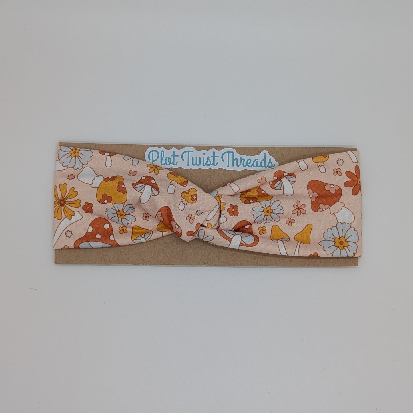Youth Twist Headband - Pastel Mushrooms