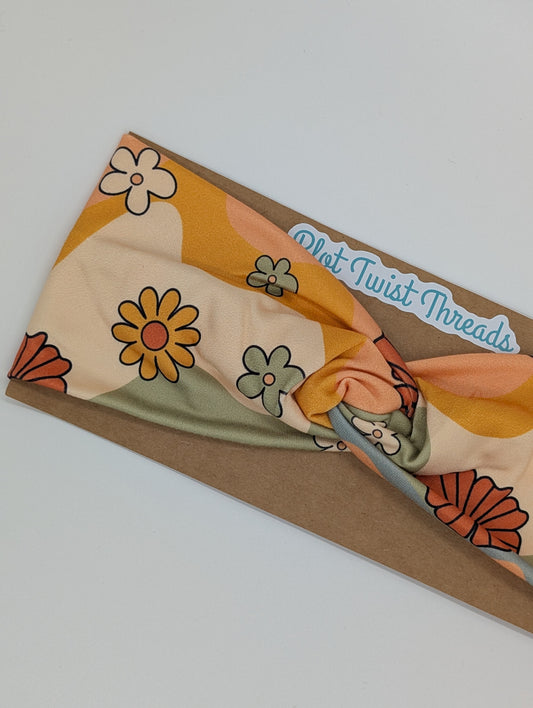 Adult Twist Headband - Wavy Retro Floral