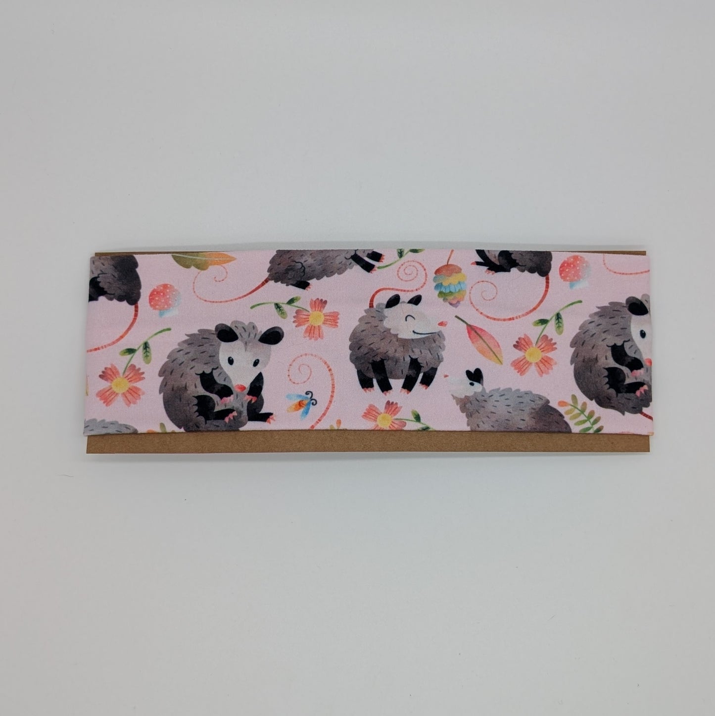 Youth Twist Headband - Possums on Pink
