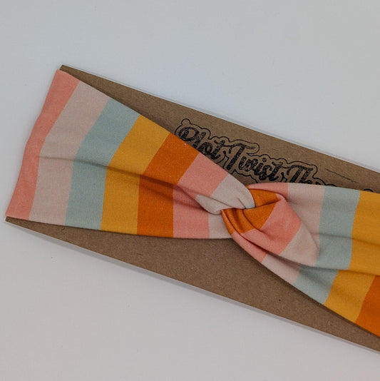 Youth Twist Headband - Retro Vertical Stripes