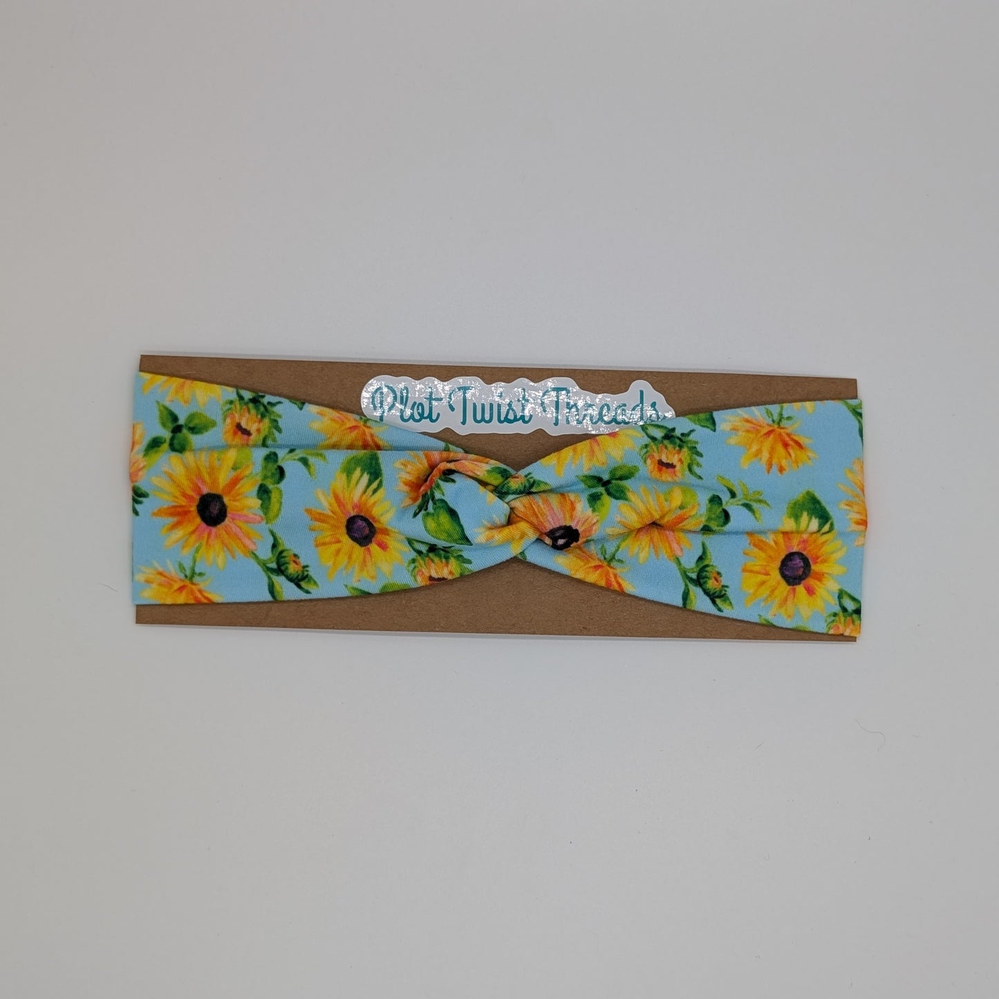 Youth Twist Headband - Blue Sunflowers