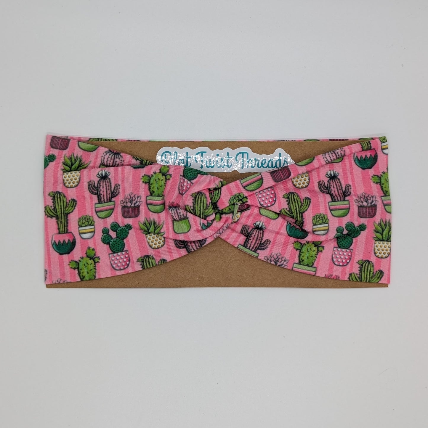 Adult Twist Headband - Cactus and Succulent Hot Pink
