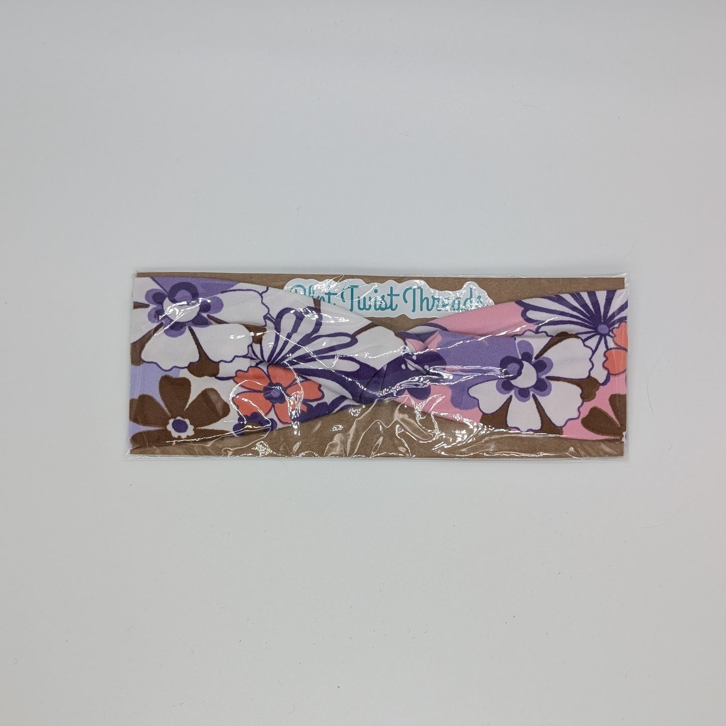 Youth Twist Headband - Pink and Purple Floral