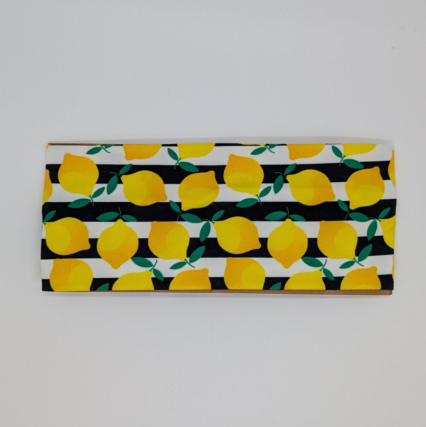 Adult Twist Headband - Lemons B&W Stripes