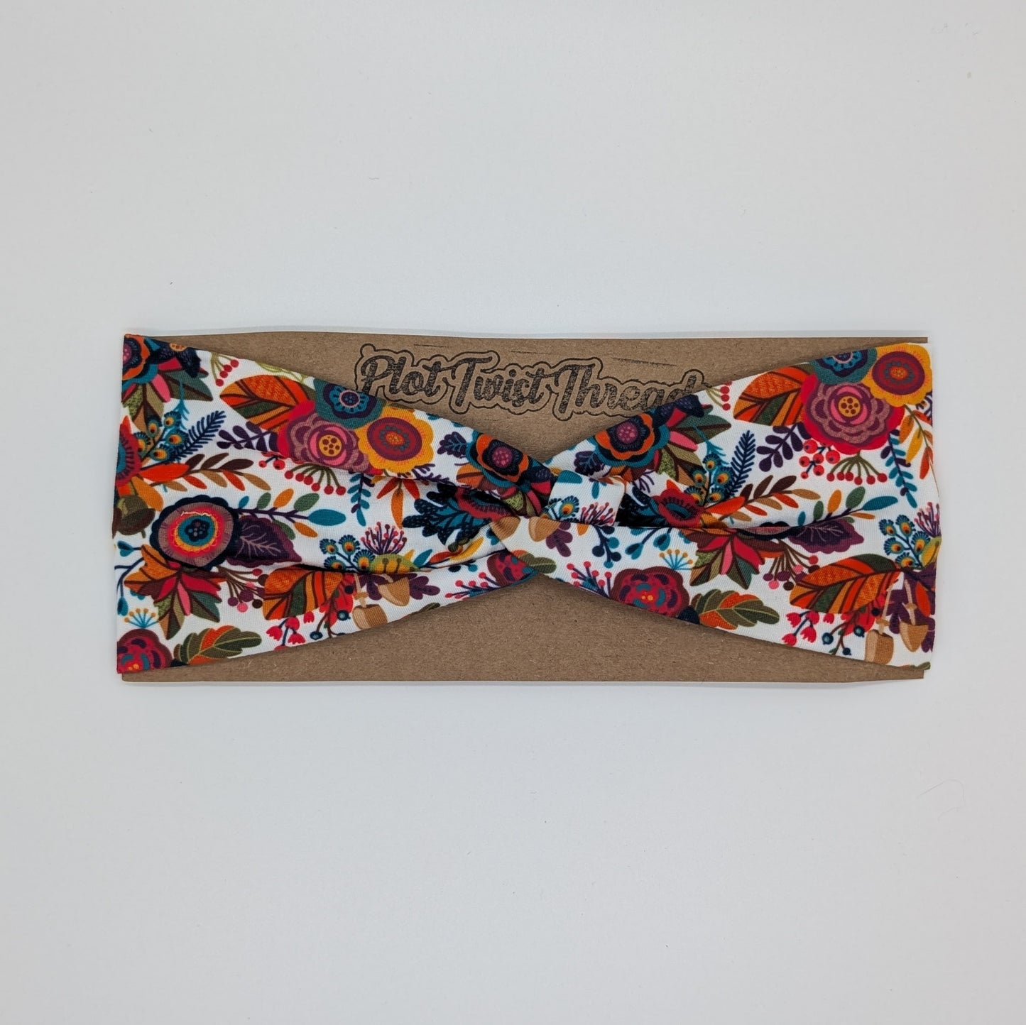Adult Twist Headband - Peacock Floral