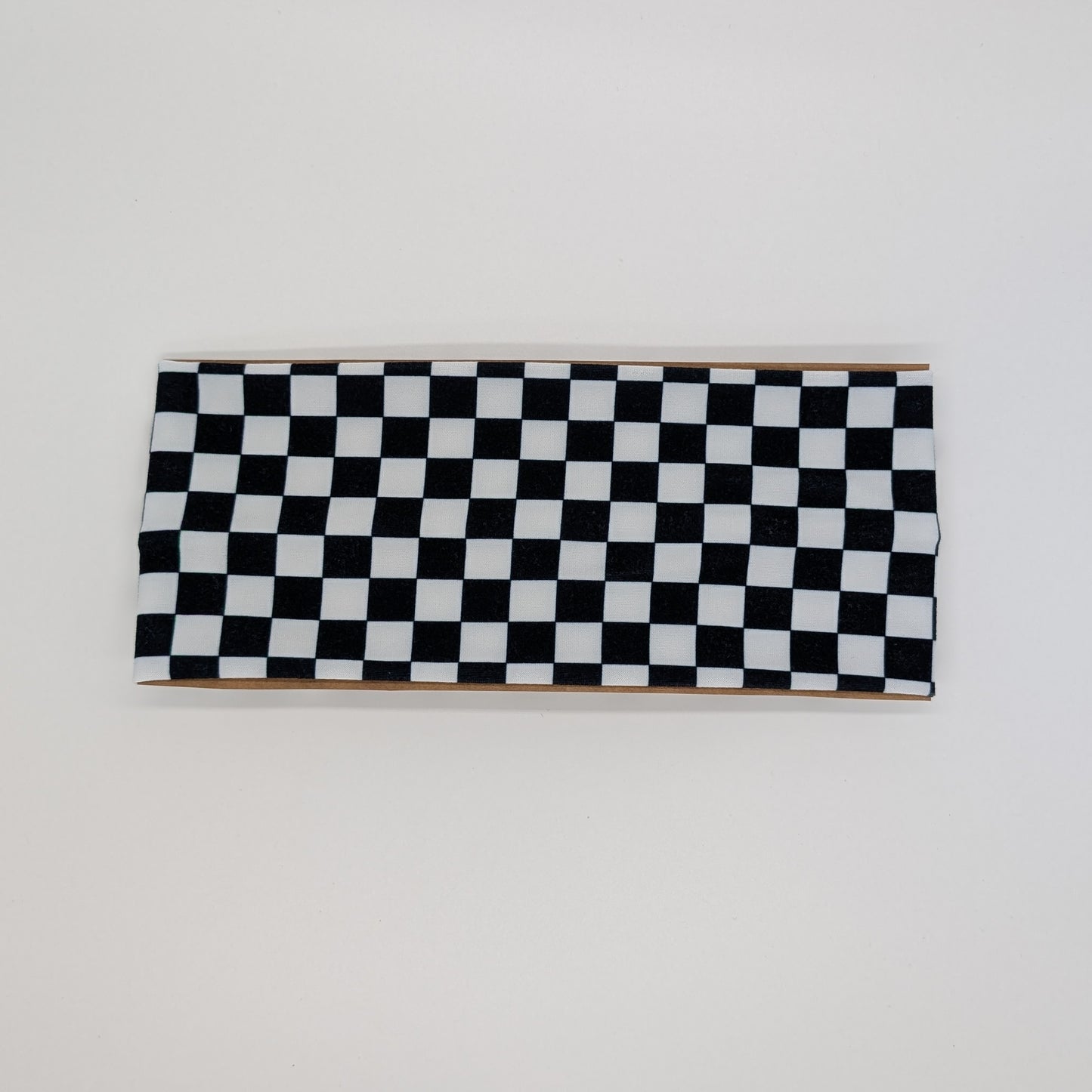 Adult Twist Headband - Checkered Black and White
