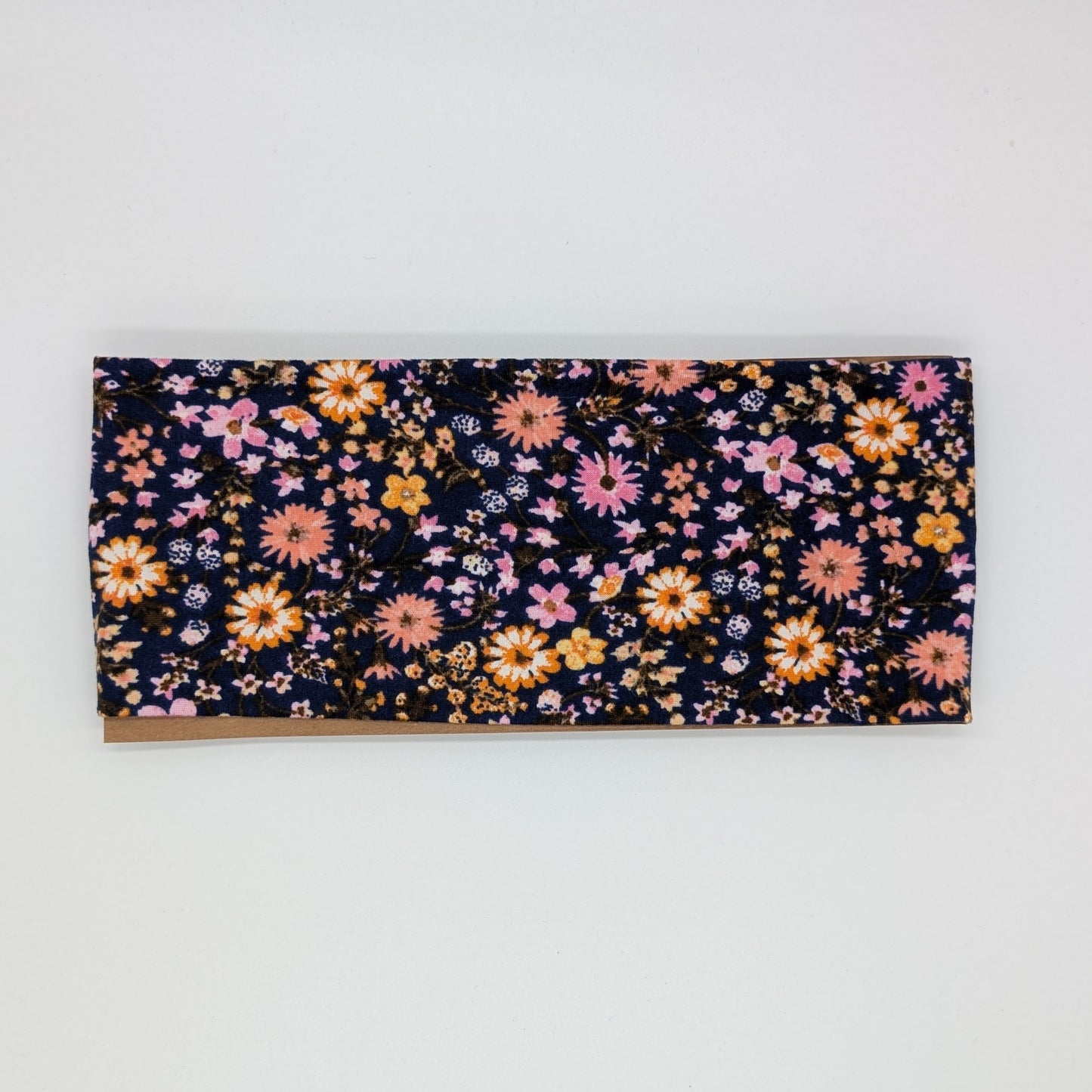 Adult Twist Headband - Pink/Orange Floral on Navy