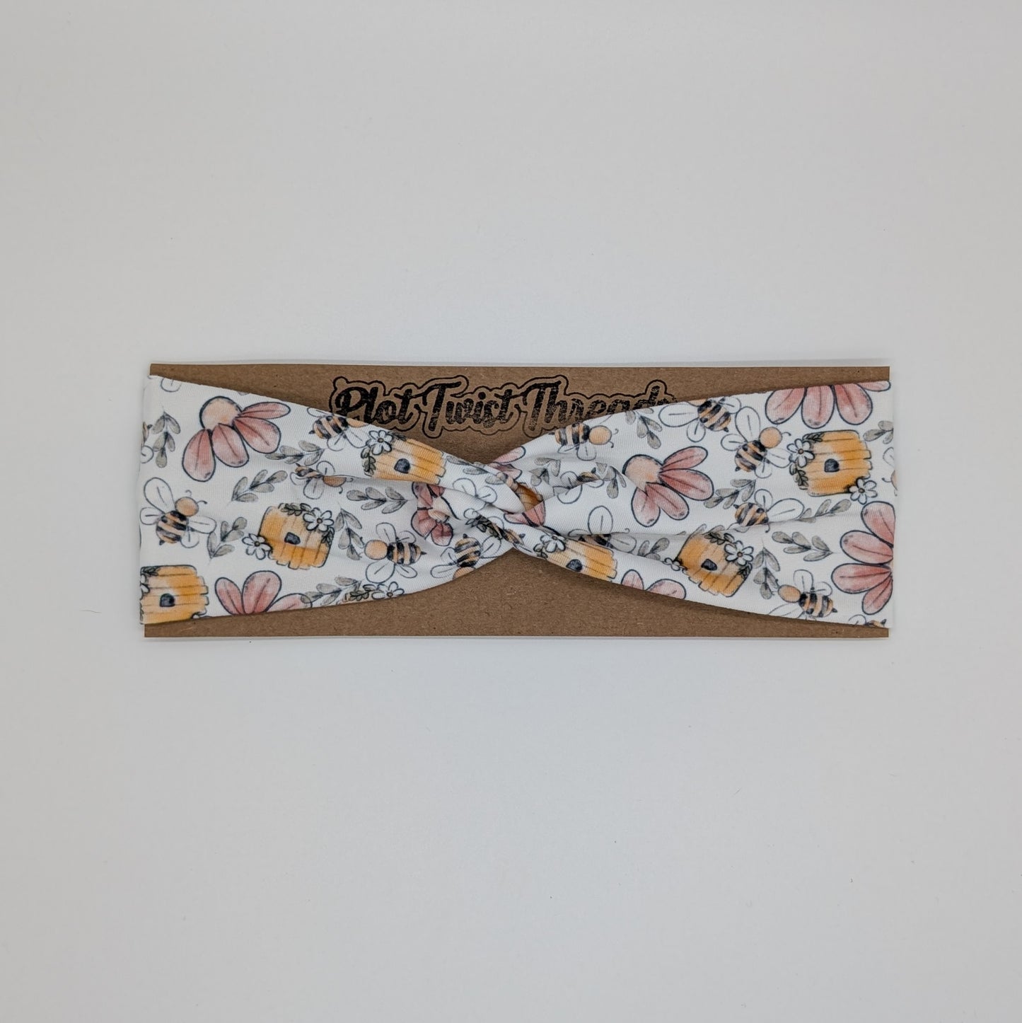 Youth Twist Headband - Bees and Honeycomb
