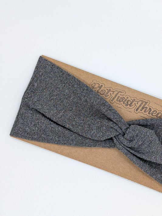 Adult Twist Headband - Rib Knit - Solid - Charcoal