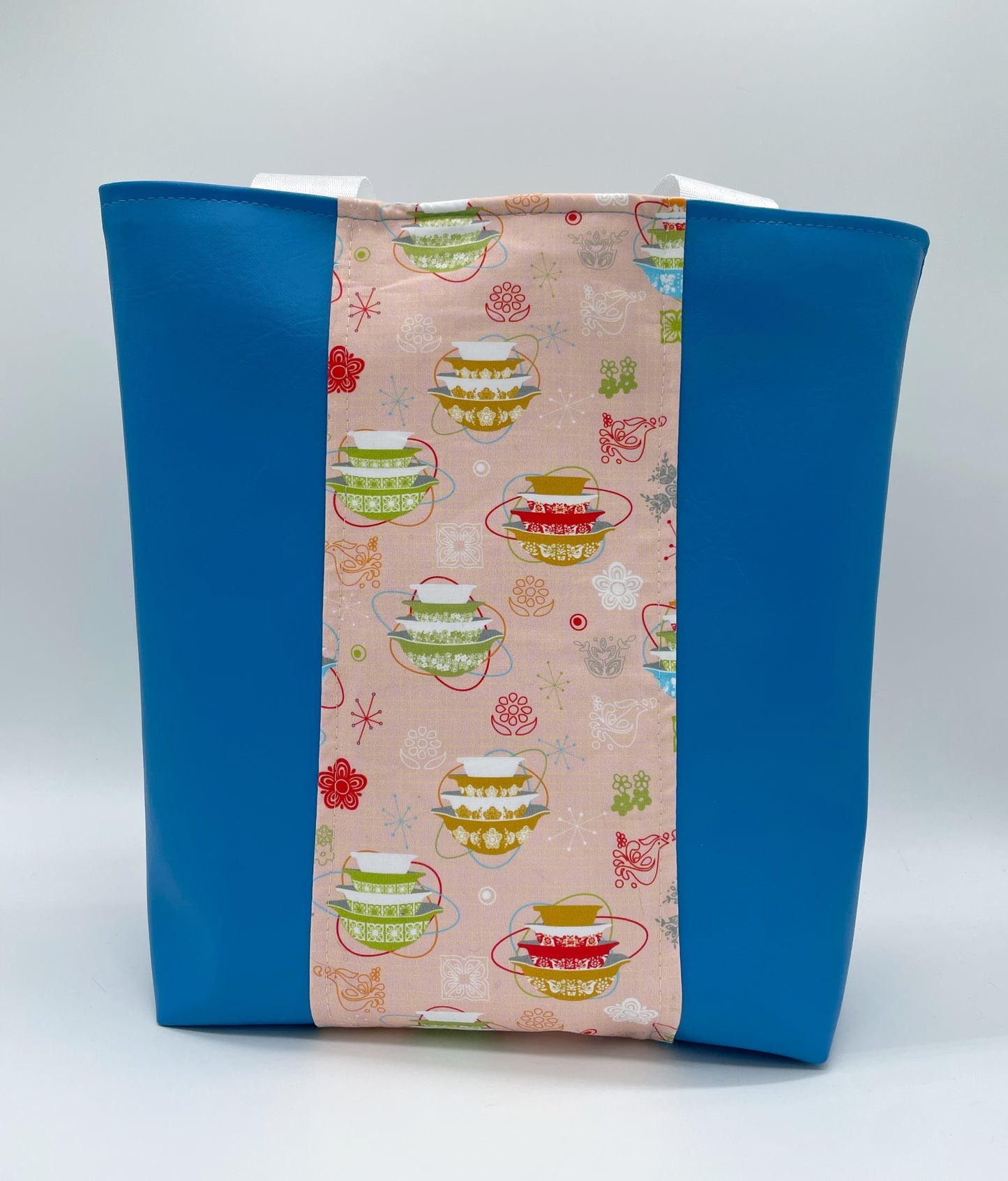 Tote Bag - Purse - Shoulder Bag - Cotton with Vinyl Tote - Vintage Bowls