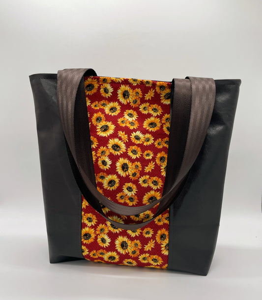 Tote Bag - Purse - Shoulder Bag - Cotton with Vinyl Tote - Sunflowers
