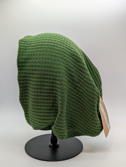 Beanie - Slouchy Beanie - Waffle Knit - Green