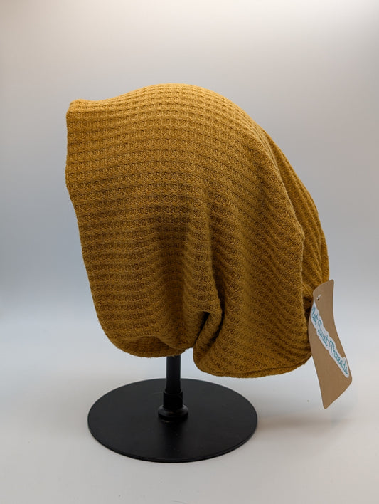 Beanie - Slouchy Beanie - Waffle Knit - Mustard Yellow