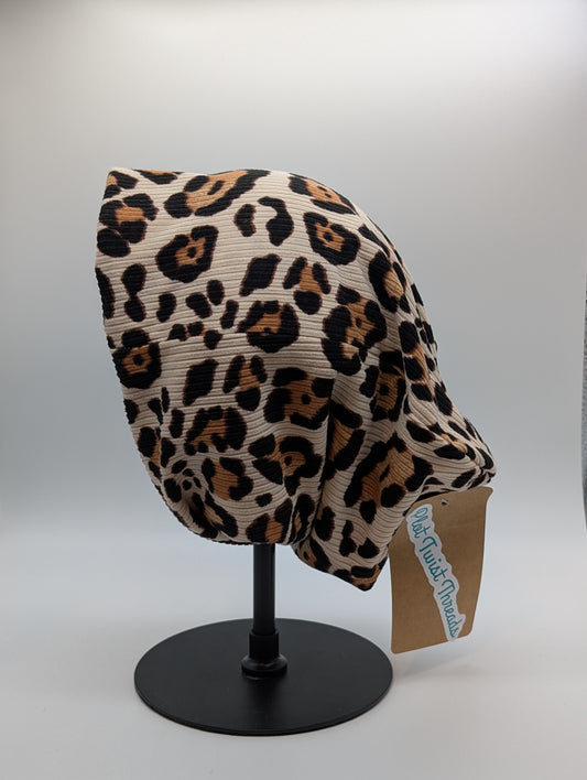 Beanie - Slouchy Beanie - Rib Knit - Leopard